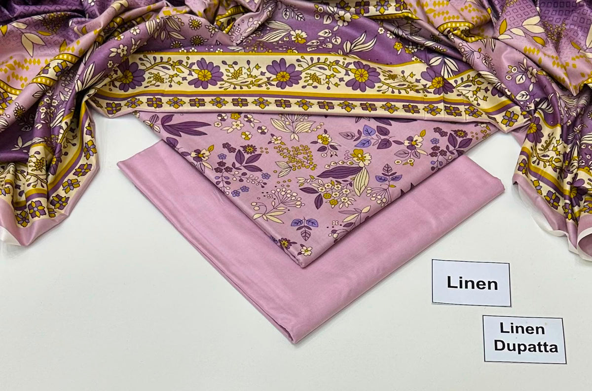 Printed Linen Unstitched Suit