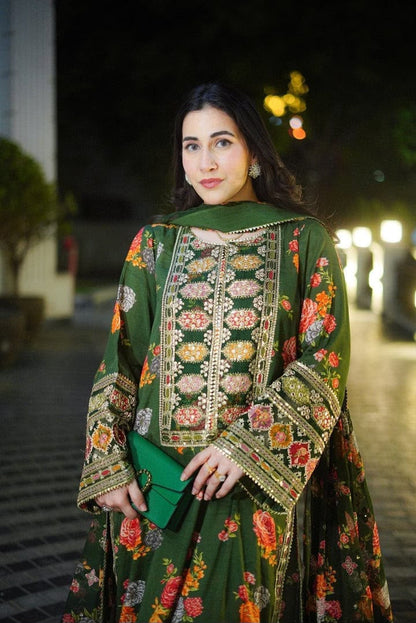 Sillk Digital Printed 3Pc Unstitched