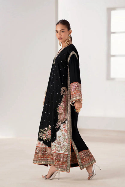Applique Unstitched Embroidered Silk 3-Piece