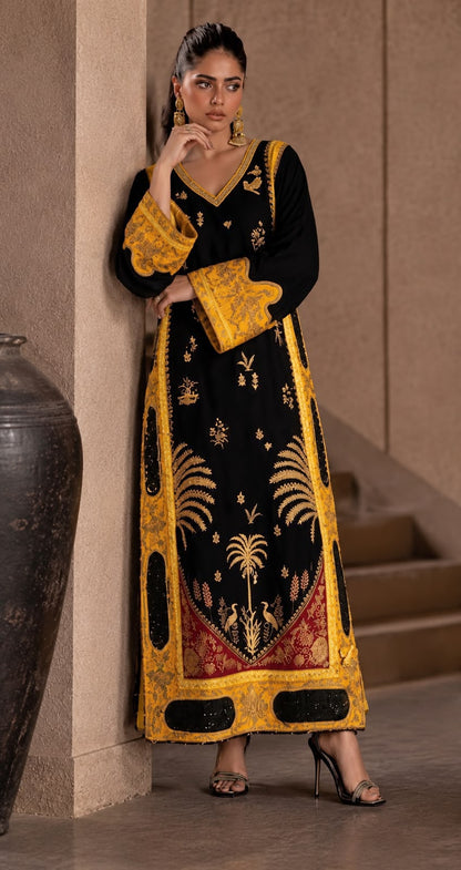 Heavy Applique Embroidered Silk 3-Piece