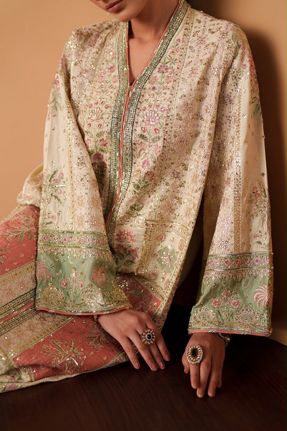 Ethnic Silk Embroidered 3Pc Unstitched Suit