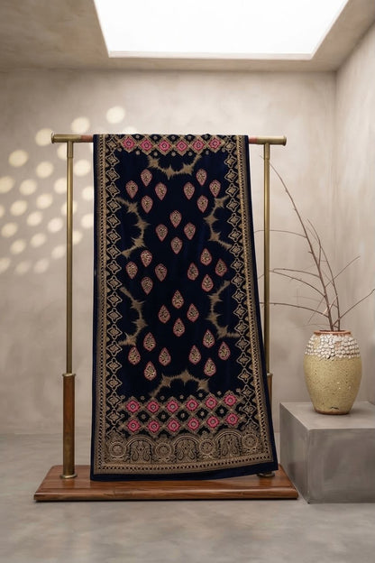 Block Printed Velvet Shawl — Winter Edit