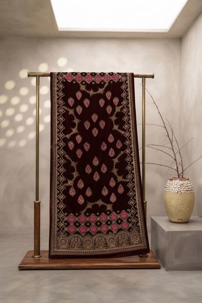 Block Printed Velvet Shawl — Winter Edit