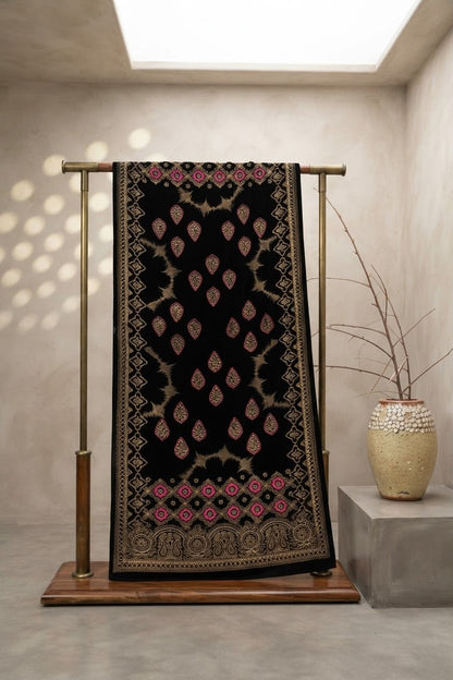 Block Printed Velvet Shawl — Winter Edit