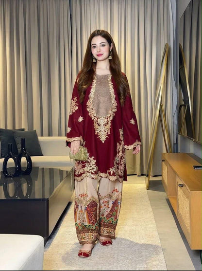 Silk Embroidered 2 Piece Unstitched Suit