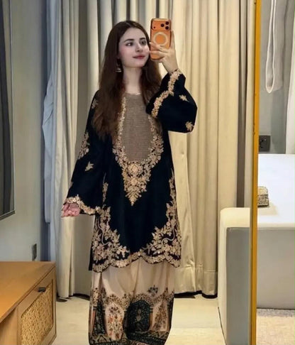 Silk Embroidered 2 Piece Unstitched Suit