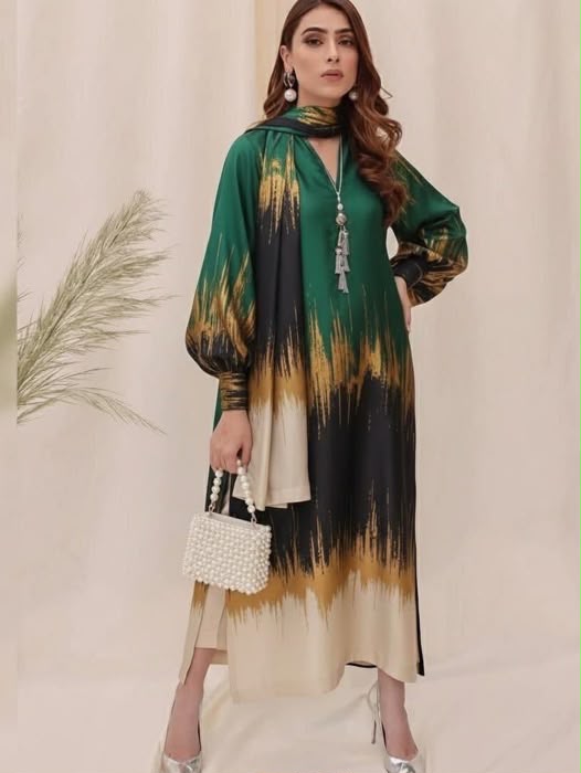 Digital Printed Silk 3-Piece Unstitched Suit