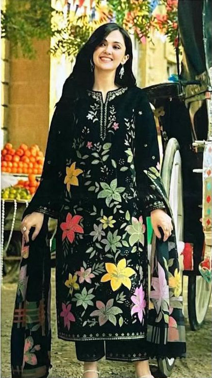 Heavy Embroidered Lawn 3Pc Unstitched Suit