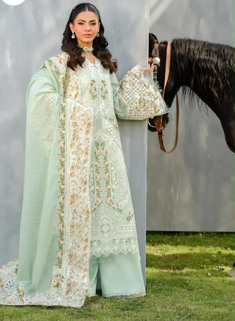 Heavy Embroidered Lawn 3Pc Unstitched Suit