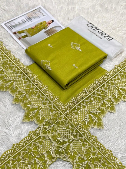 Lime Bloom 2-Piece Embroidered Suit