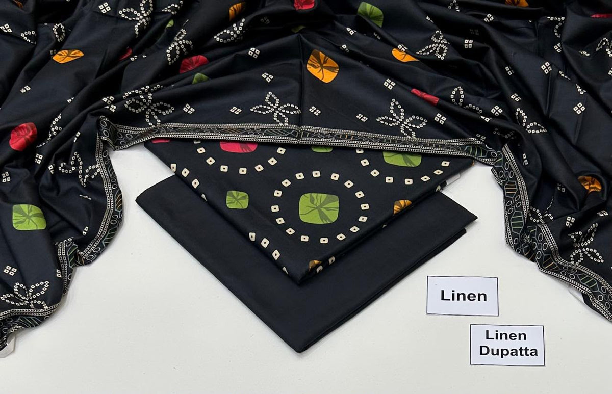 Printed Linen Unstitched Suit
