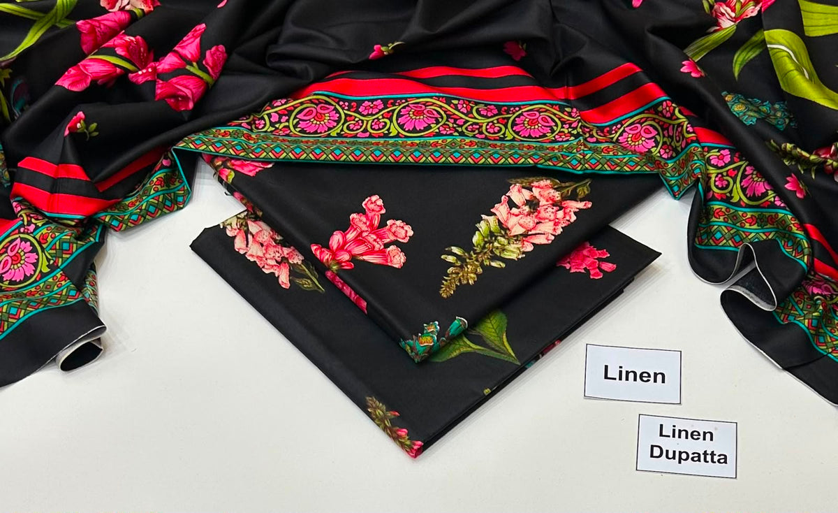 Printed Linen Unstitched Suit