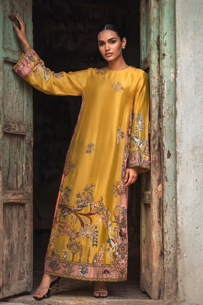 Applique Unstitched Embroidered Silk 3-Piece