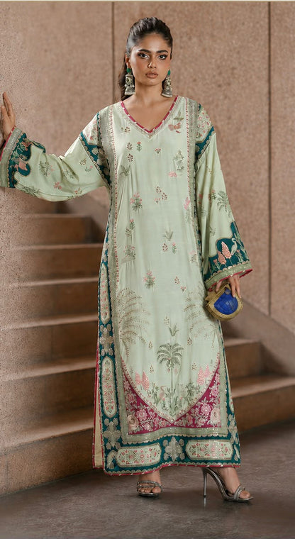Heavy Applique Embroidered Silk 3-Piece