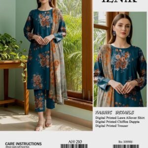 Eco Bloom Blue Floral Lawn Suit
