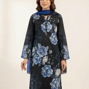 black blossom doria lawn 3 piece unstitched suit elegant floral print