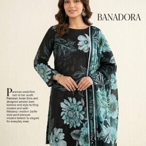 black blossom doria lawn 3 piece unstitched suit elegant floral print
