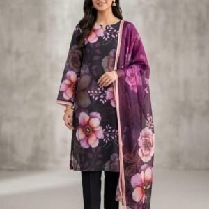 black blossom doria lawn 3 piece unstitched suit elegant floral print