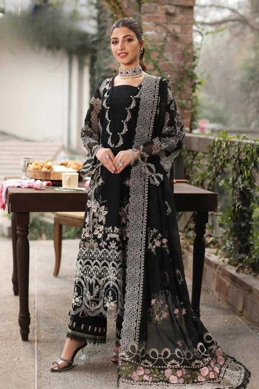 black embroidery unstitched summer wear