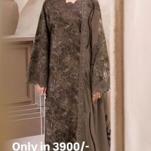 ramsha brown embroidered unstitched summer wear