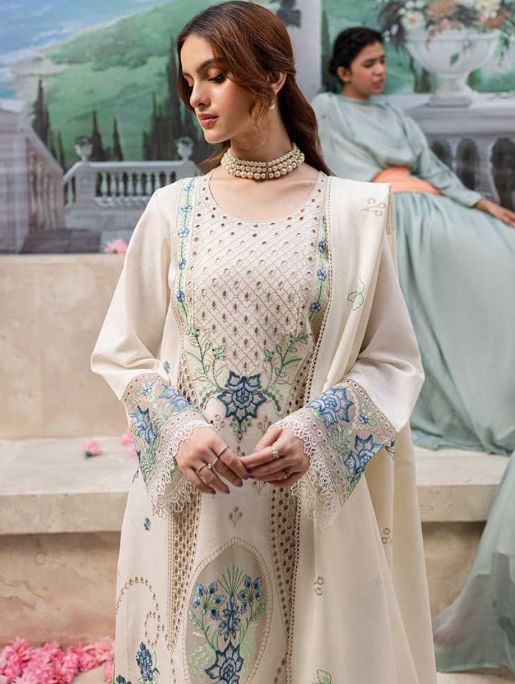 Sana Safinaz Ivory Blue Chikan Kari - Image 2